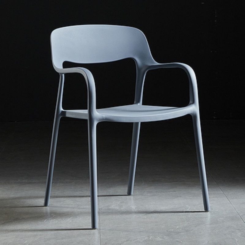 Contemporary Nordic Square Plastic Stackable Dining Chair Backrest Armrest For Dining Room
