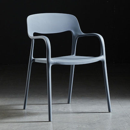 Contemporary Nordic Square Plastic Stackable Dining Chair Backrest Armrest For Dining Room