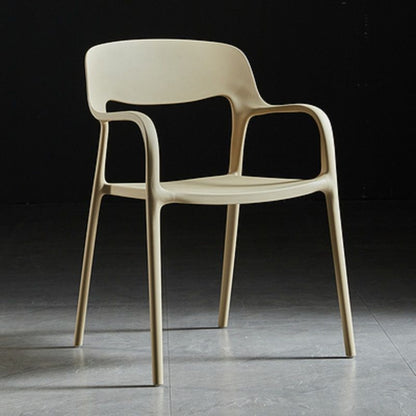 Contemporary Nordic Square Plastic Stackable Dining Chair Backrest Armrest For Dining Room