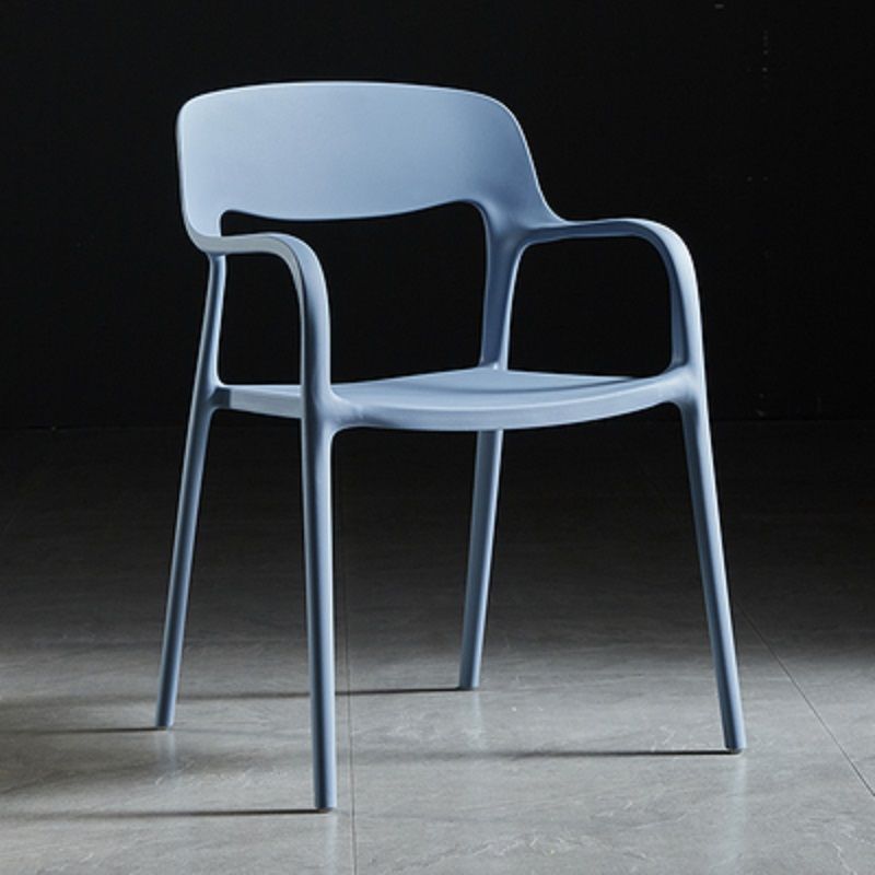 Contemporary Nordic Square Plastic Stackable Dining Chair Backrest Armrest For Dining Room