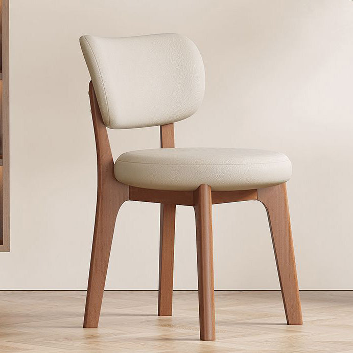 Contemporary Nordic Square Leather Solid Wood Frame Dining Chair Backrest For Dining Room