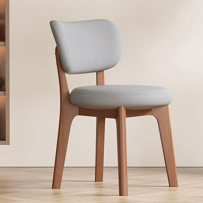 Contemporary Nordic Square Leather Solid Wood Frame Dining Chair Backrest For Dining Room