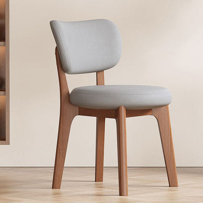 Contemporary Nordic Square Leather Solid Wood Frame Dining Chair Backrest For Dining Room