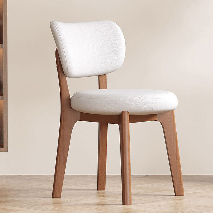 Contemporary Nordic Square Leather Solid Wood Frame Dining Chair Backrest For Dining Room
