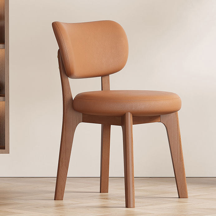 Contemporary Nordic Square Leather Solid Wood Frame Dining Chair Backrest For Dining Room