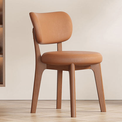 Contemporary Nordic Square Leather Solid Wood Frame Dining Chair Backrest For Dining Room