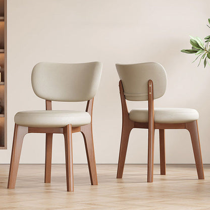 Contemporary Nordic Square Leather Solid Wood Frame Dining Chair Backrest For Dining Room