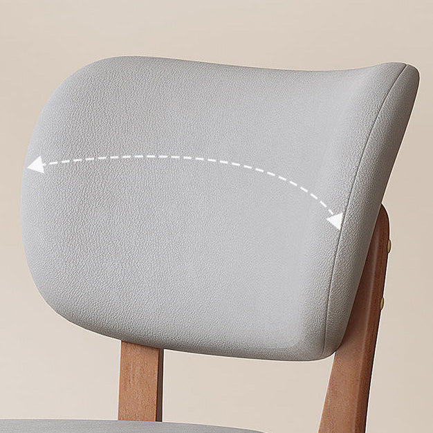 Contemporary Nordic Square Leather Solid Wood Frame Dining Chair Backrest For Dining Room