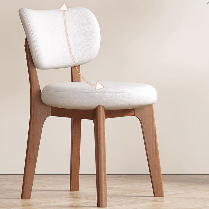 Contemporary Nordic Square Leather Solid Wood Frame Dining Chair Backrest For Dining Room