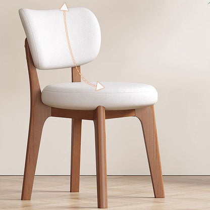 Contemporary Nordic Square Leather Solid Wood Frame Dining Chair Backrest For Dining Room