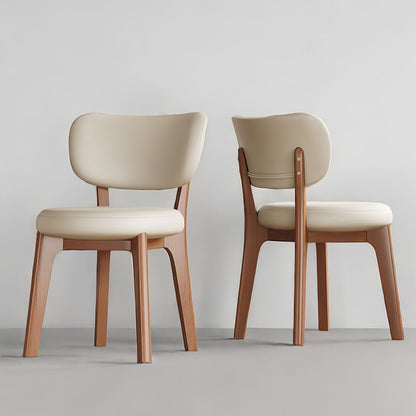 Contemporary Nordic Square Leather Solid Wood Frame Dining Chair Backrest For Dining Room