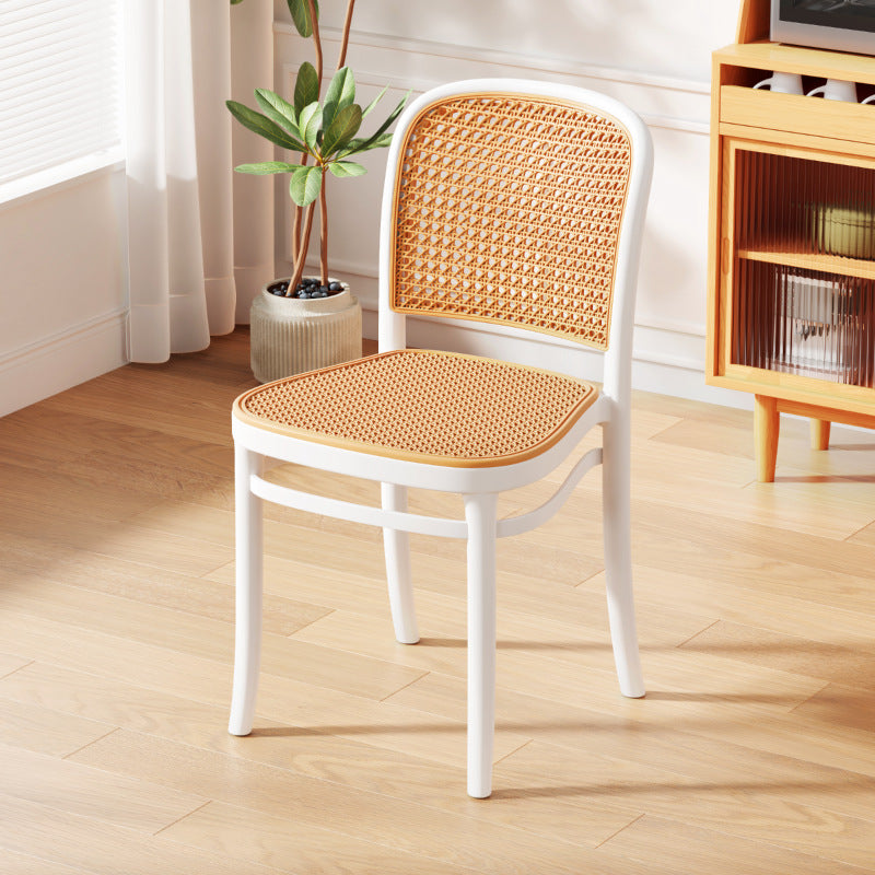 Contemporary Nordic Square PVC Woven Rattan Stackable Dining Chair Backrest For Dining Room