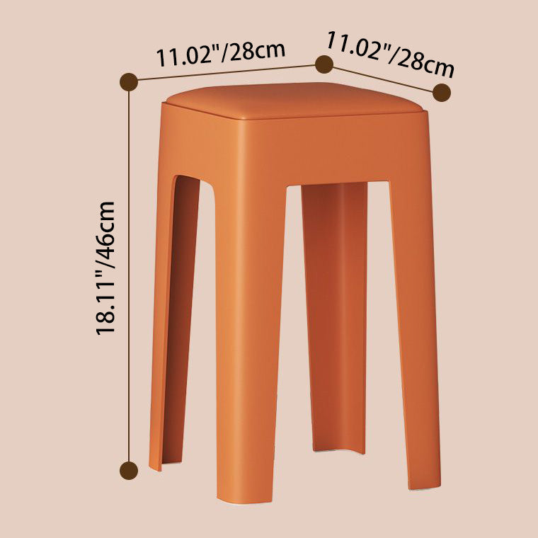 Contemporary Nordic Square Plastic Stackable Vanity Stool Backless For Bedroom