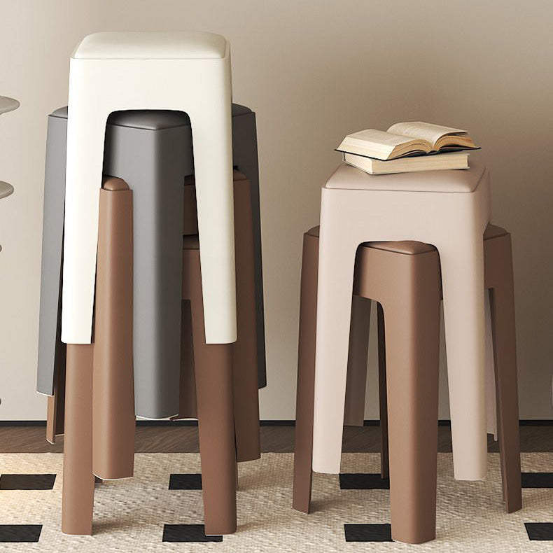 Contemporary Nordic Square Plastic Stackable Vanity Stool Backless For Bedroom