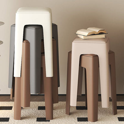 Contemporary Nordic Square Plastic Stackable Vanity Stool Backless For Bedroom