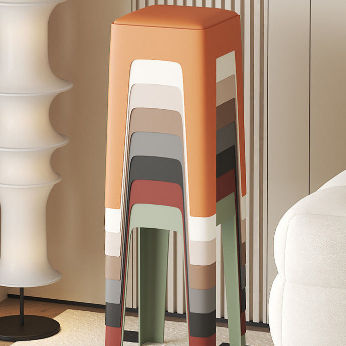 Contemporary Nordic Square Plastic Stackable Vanity Stool Backless For Bedroom