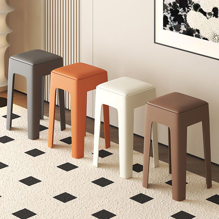 Contemporary Nordic Square Plastic Stackable Vanity Stool Backless For Bedroom