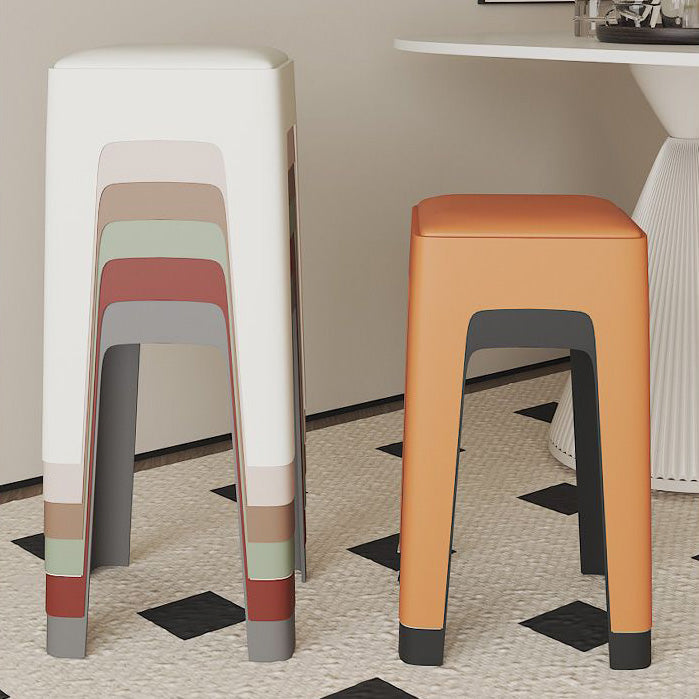 Contemporary Nordic Square Plastic Stackable Vanity Stool Backless For Bedroom