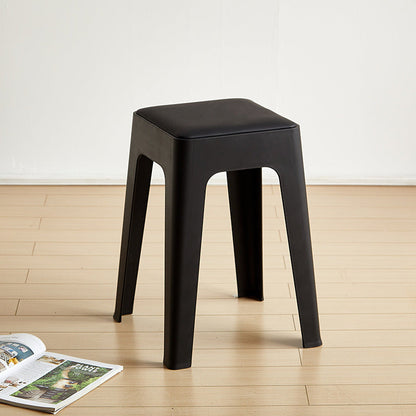 Contemporary Nordic Square Plastic Stackable Vanity Stool Backless For Bedroom