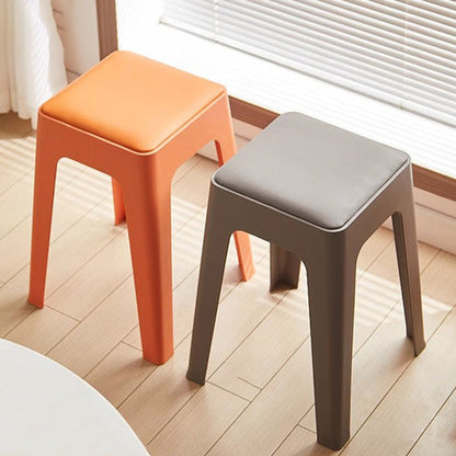 Contemporary Nordic Square Plastic Stackable Vanity Stool Backless For Bedroom