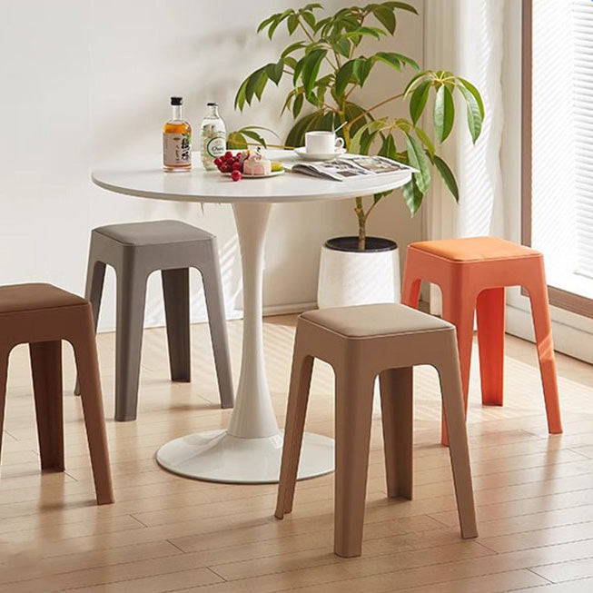 Contemporary Nordic Square Plastic Stackable Vanity Stool Backless For Bedroom
