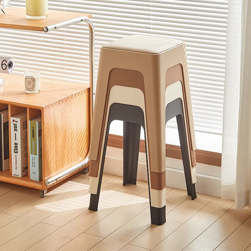 Contemporary Nordic Square Plastic Stackable Vanity Stool Backless For Bedroom