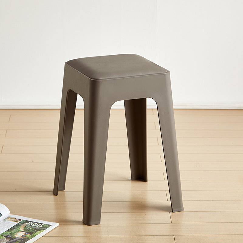 Contemporary Nordic Square Plastic Stackable Vanity Stool Backless For Bedroom