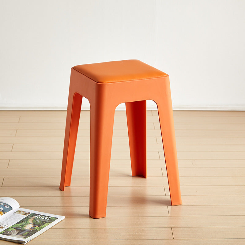 Contemporary Nordic Square Plastic Stackable Vanity Stool Backless For Bedroom