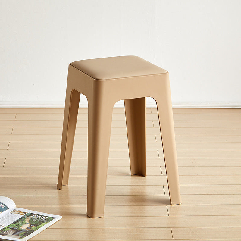 Contemporary Nordic Square Plastic Stackable Vanity Stool Backless For Bedroom