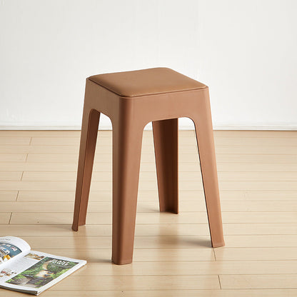 Contemporary Nordic Square Plastic Stackable Vanity Stool Backless For Bedroom