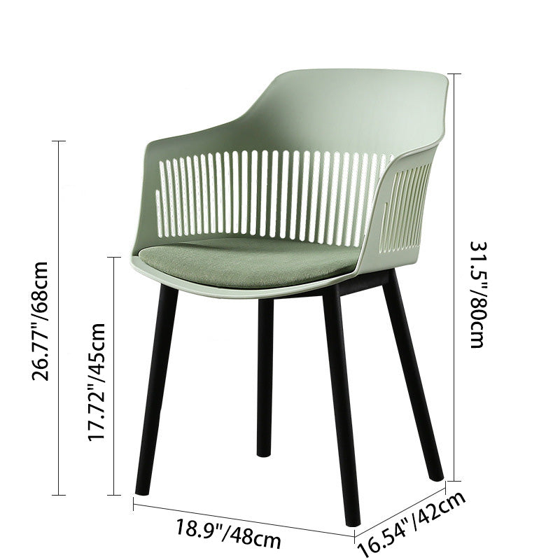 Contemporary Nordic Square Plastic Carbon Steel Frame Dining Chair Backrest Armrest For Dining Room