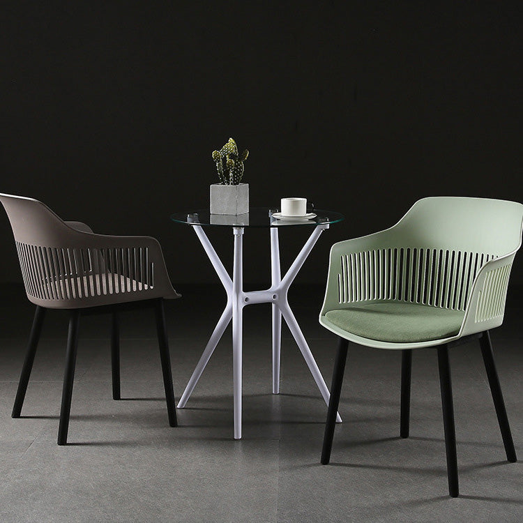 Contemporary Nordic Square Plastic Carbon Steel Frame Dining Chair Backrest Armrest For Dining Room