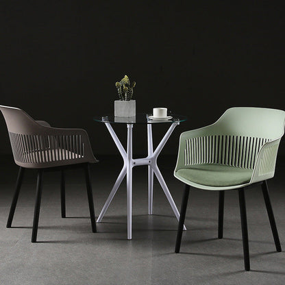 Contemporary Nordic Square Plastic Carbon Steel Frame Dining Chair Backrest Armrest For Dining Room