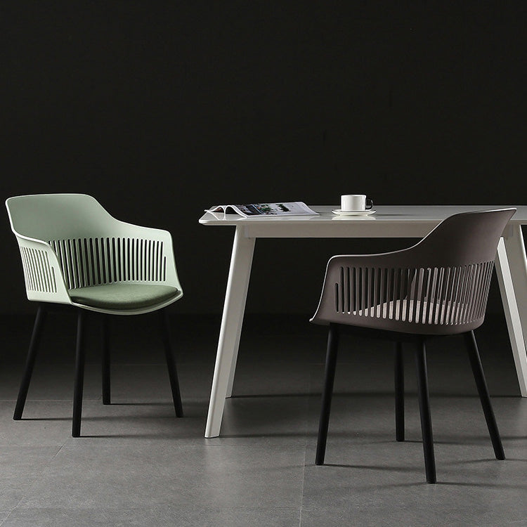 Contemporary Nordic Square Plastic Carbon Steel Frame Dining Chair Backrest Armrest For Dining Room