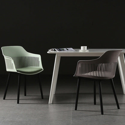 Contemporary Nordic Square Plastic Carbon Steel Frame Dining Chair Backrest Armrest For Dining Room