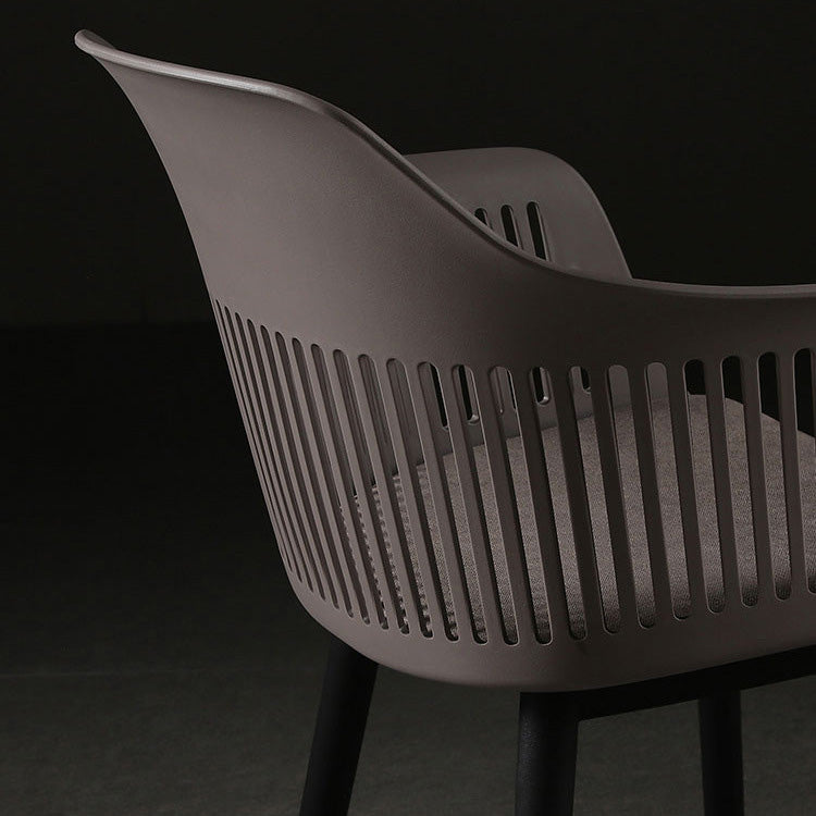 Contemporary Nordic Square Plastic Carbon Steel Frame Dining Chair Backrest Armrest For Dining Room