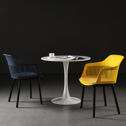 Contemporary Nordic Square Plastic Carbon Steel Frame Dining Chair Backrest Armrest For Dining Room