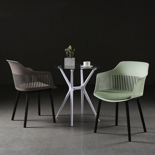 Contemporary Nordic Square Plastic Carbon Steel Frame Dining Chair Backrest Armrest For Dining Room
