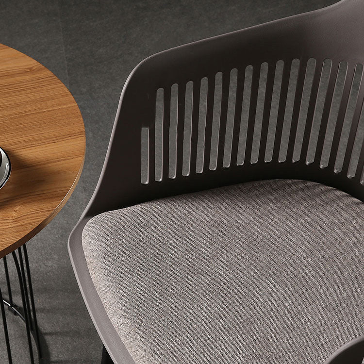 Contemporary Nordic Square Plastic Carbon Steel Frame Dining Chair Backrest Armrest For Dining Room