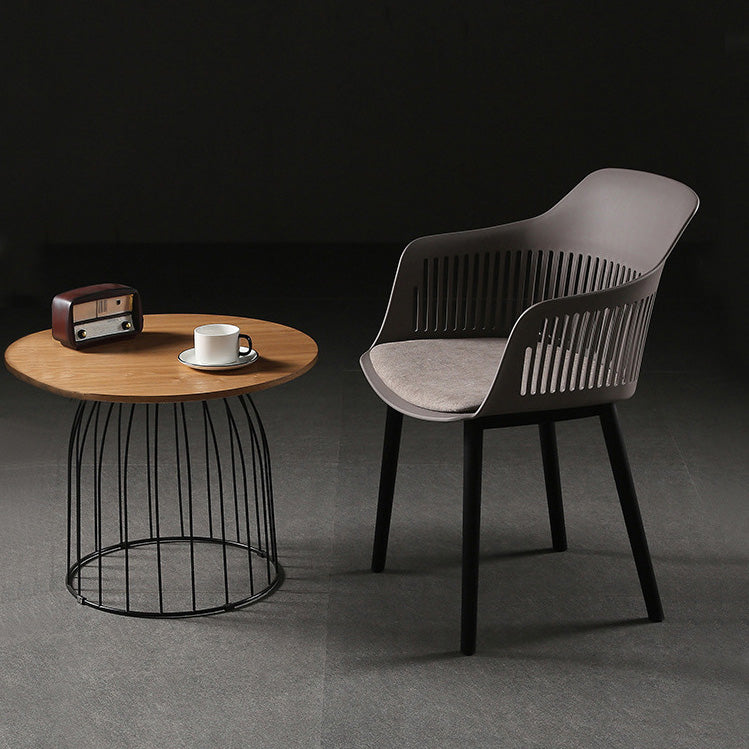 Contemporary Nordic Square Plastic Carbon Steel Frame Dining Chair Backrest Armrest For Dining Room