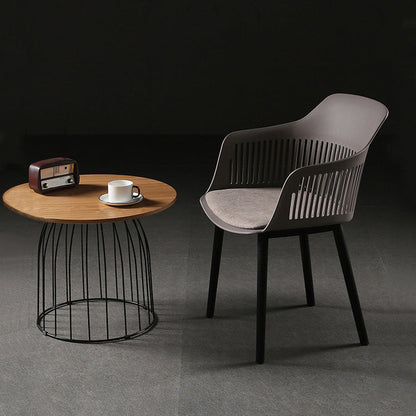 Contemporary Nordic Square Plastic Carbon Steel Frame Dining Chair Backrest Armrest For Dining Room