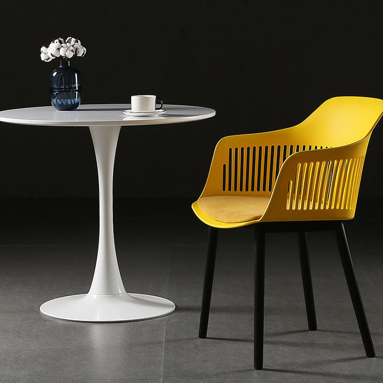 Contemporary Nordic Square Plastic Carbon Steel Frame Dining Chair Backrest Armrest For Dining Room
