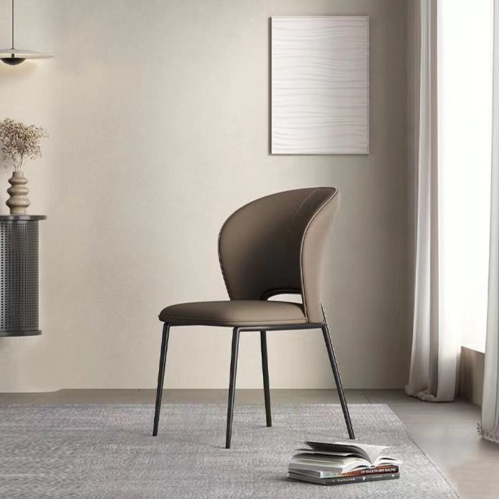 Contemporary Scandinavian Square Microfiber Leather Carbon Steel Dining Chair Wing Back For Dining Room