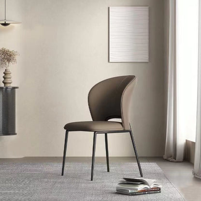 Contemporary Scandinavian Square Microfiber Leather Carbon Steel Dining Chair Wing Back For Dining Room
