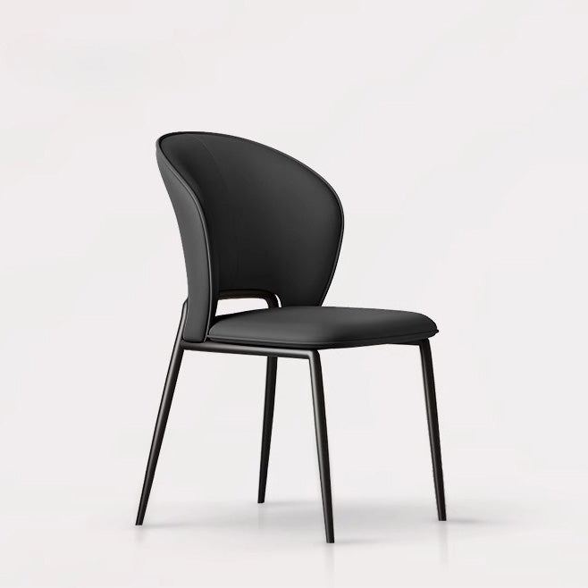 Contemporary Scandinavian Square Microfiber Leather Carbon Steel Dining Chair Wing Back For Dining Room