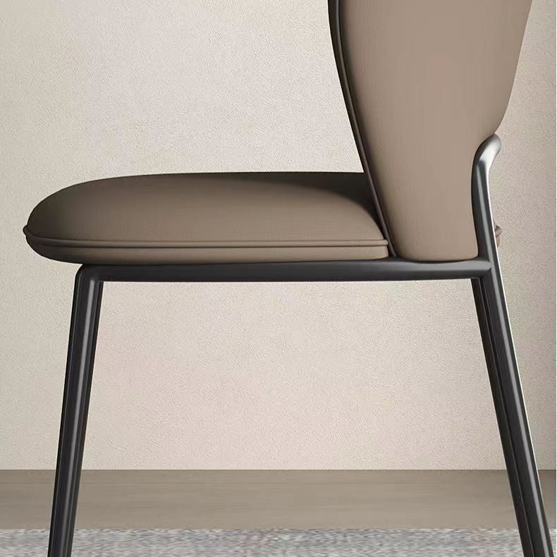 Contemporary Scandinavian Square Microfiber Leather Carbon Steel Dining Chair Wing Back For Dining Room