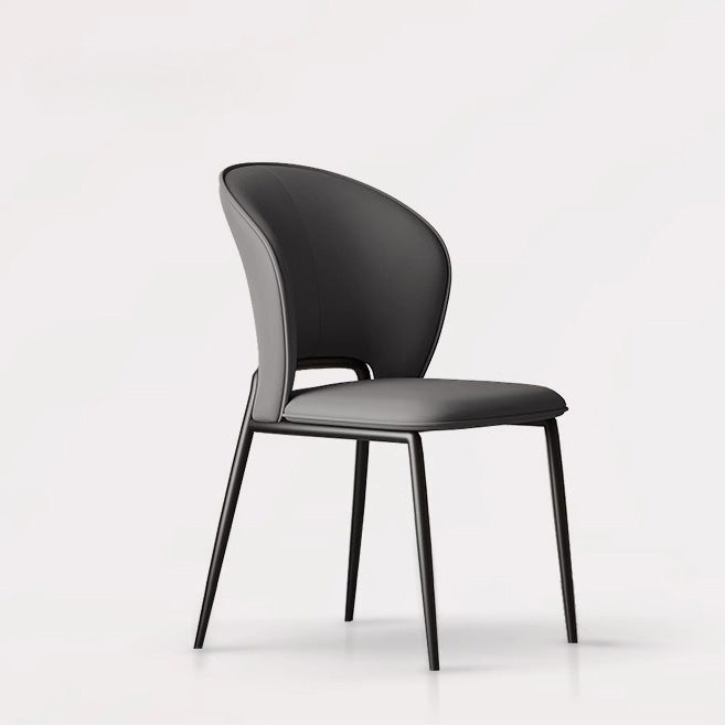 Contemporary Scandinavian Square Microfiber Leather Carbon Steel Dining Chair Wing Back For Dining Room