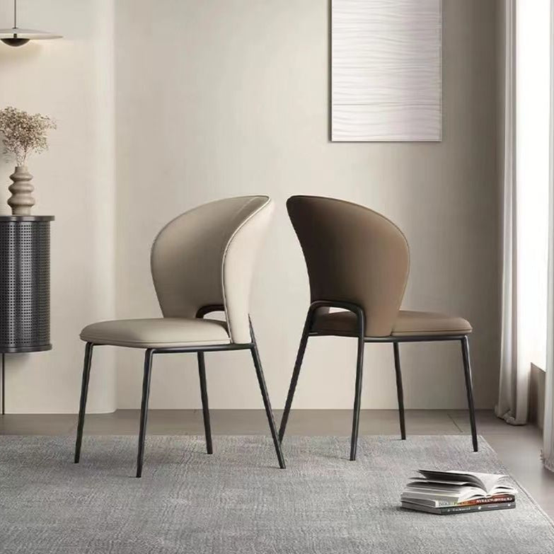 Contemporary Scandinavian Square Microfiber Leather Carbon Steel Dining Chair Wing Back For Dining Room