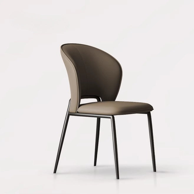 Contemporary Scandinavian Square Microfiber Leather Carbon Steel Dining Chair Wing Back For Dining Room