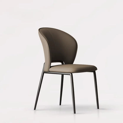 Contemporary Scandinavian Square Microfiber Leather Carbon Steel Dining Chair Wing Back For Dining Room